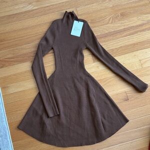 Elegant Brown Long Sleeve Dress